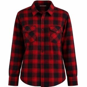 Red Black Plaid Flannel Shacket Cozy Grunge Y2K Outdoors Fall Layer Large